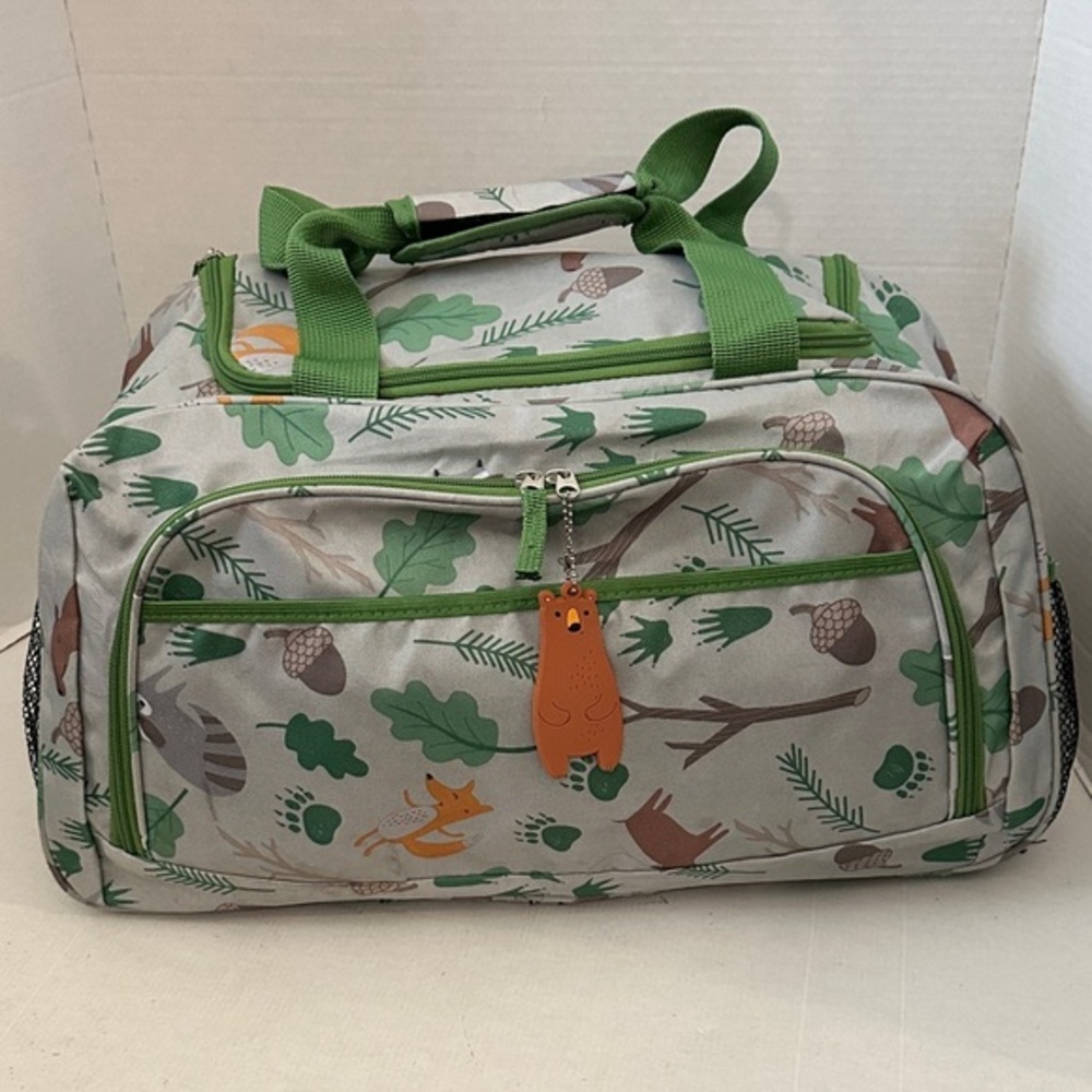 Kids Forest woodland friends duffel/ carry on - Green and Gray